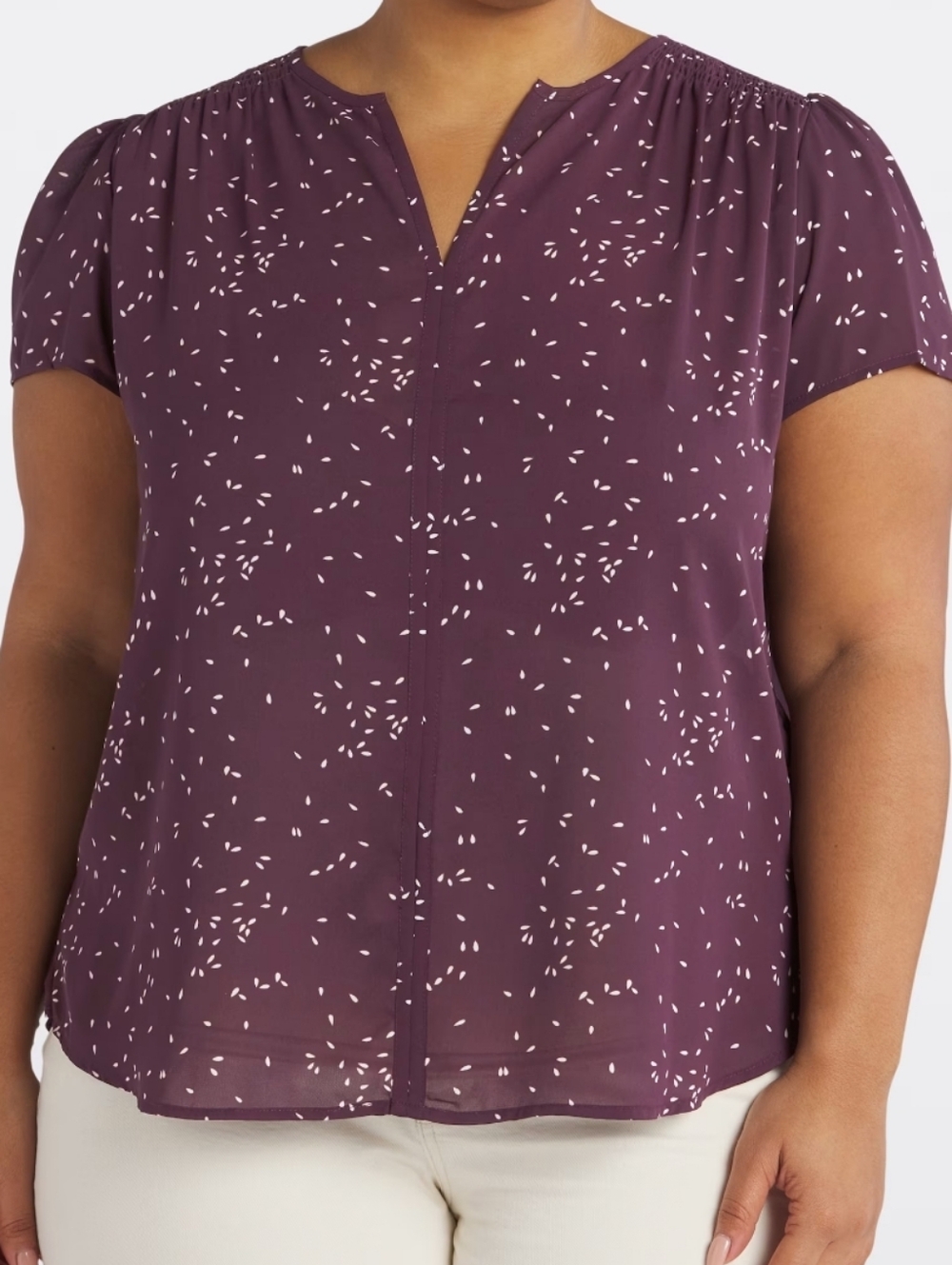 Monday Fun - Linnette Split Neck Smocked Blouse - Size 2X